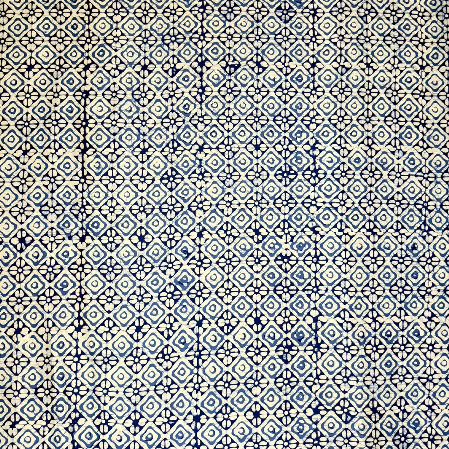 Batik Blue Indigo Handblock Printed Cotton Satin Fabric