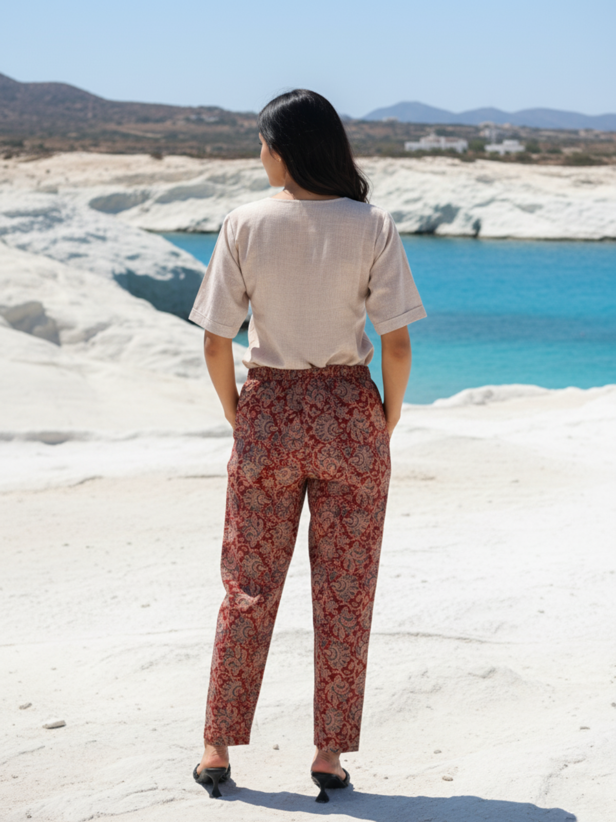 Kalamkari Print Full Elastic Pants