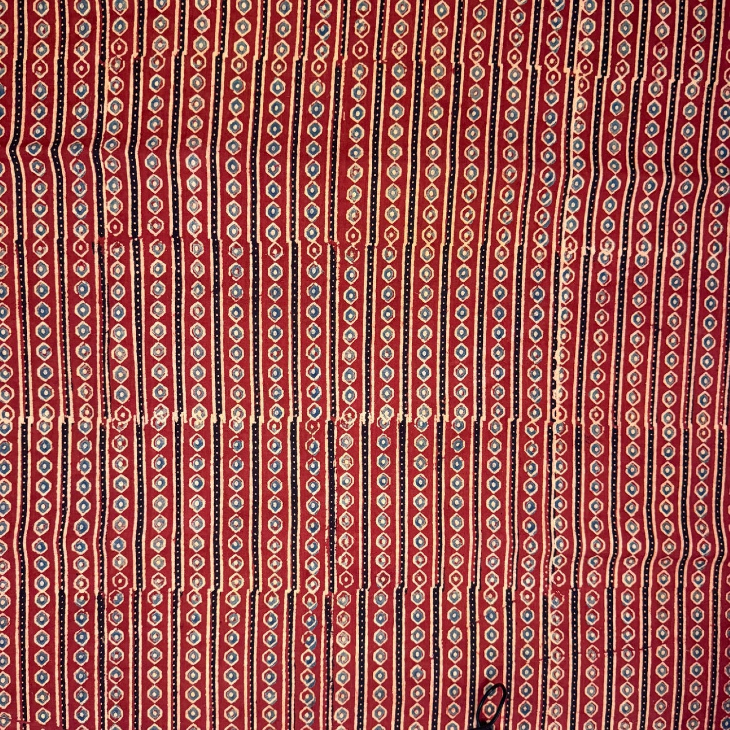 Red Stripes Ajrakh Handblock Printed Cotton Fabric