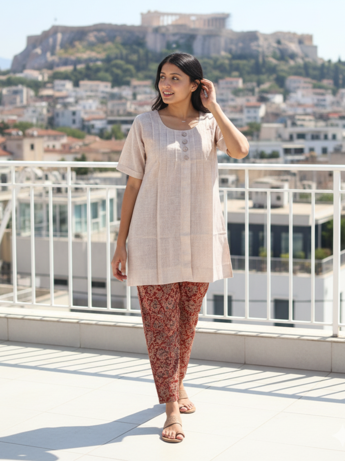 Stylish and Comfortable Beige Short Kurti for Women