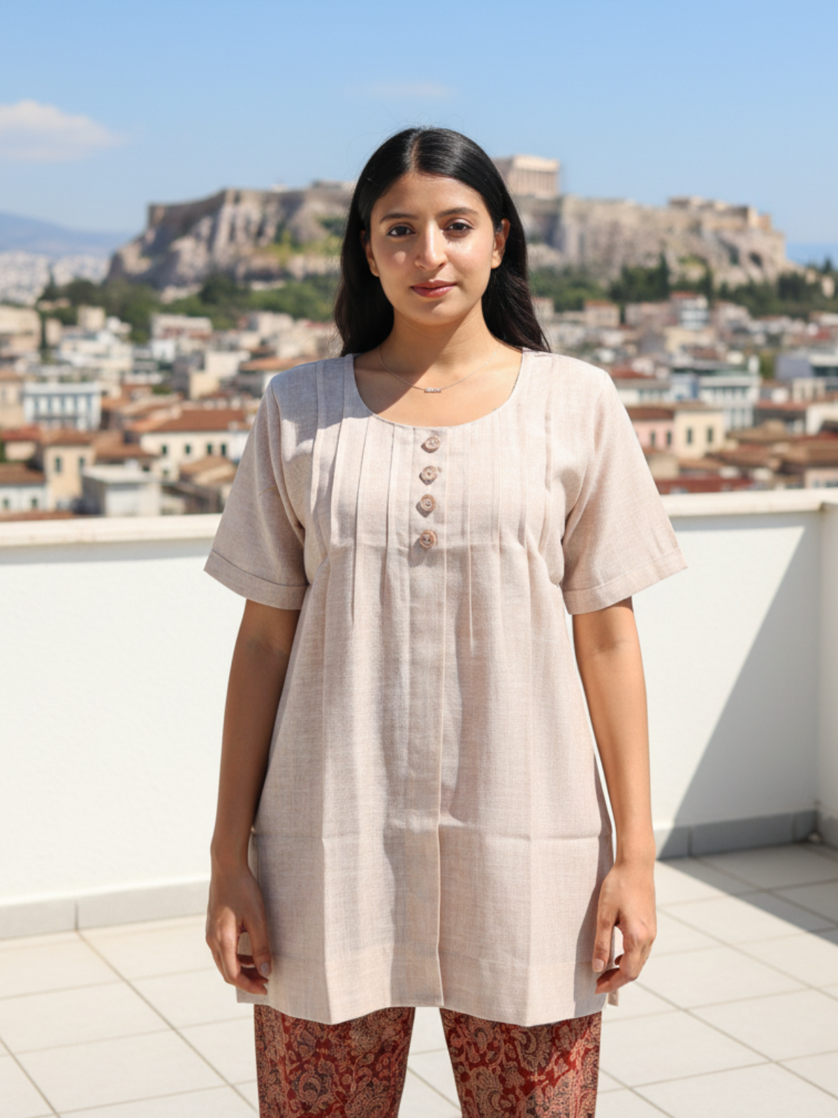 Stylish and Comfortable Beige Short Kurti for Women