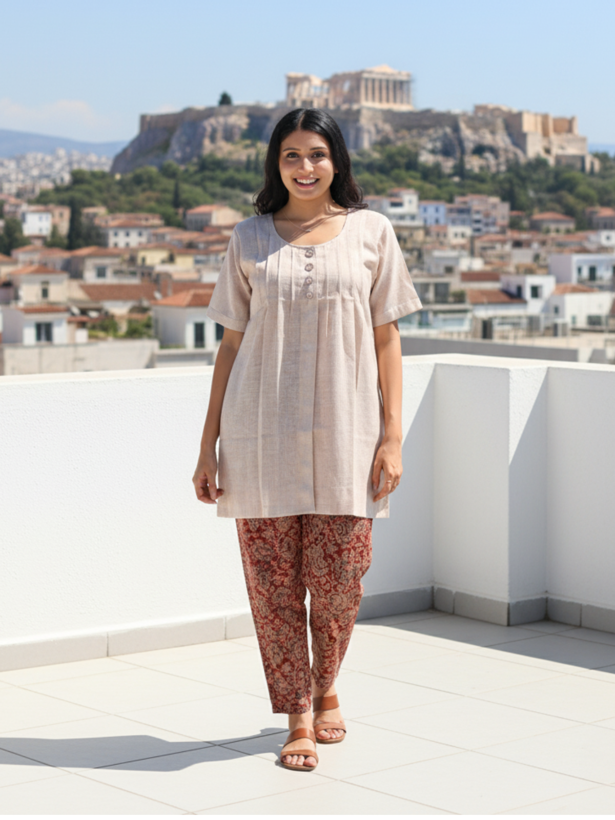 Stylish and Comfortable Beige Short Kurti for Women