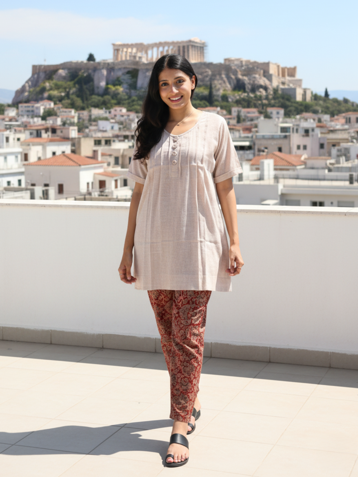 Stylish and Comfortable Beige Short Kurti for Women